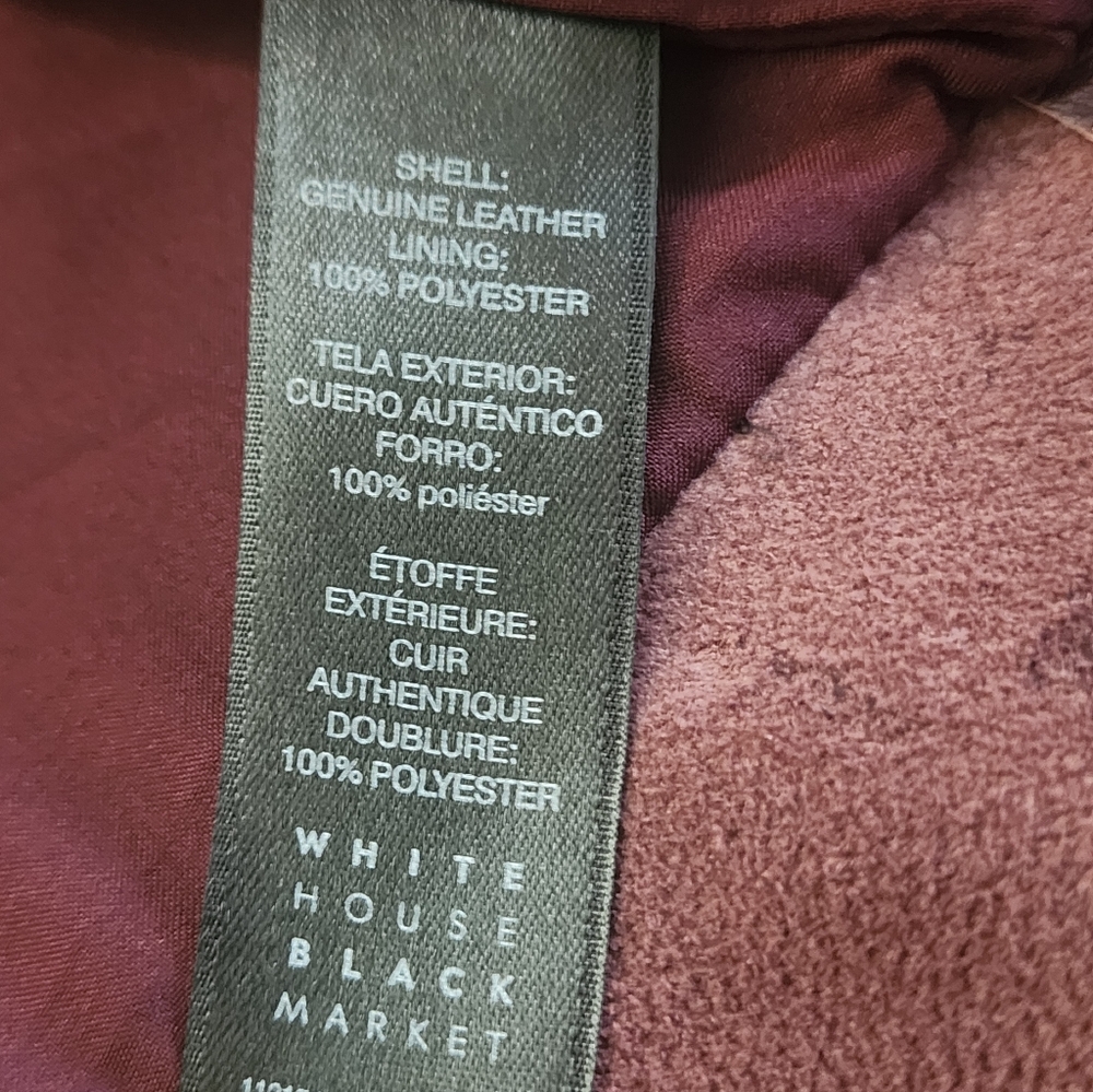 White House Black Market Deep Purple Leather Jacket Pit To Pit 21".New No Tag. - Picture 8 of 10